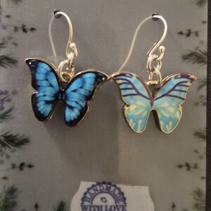 Beautiful, Double-Sided, Swivel, Handmade, Sterling Silver Butterfly Earrings🦋